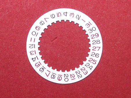 Rolex 3135-16206 Datumscheibe rote und schwarze Schrift Datumsfenster bei der 3 