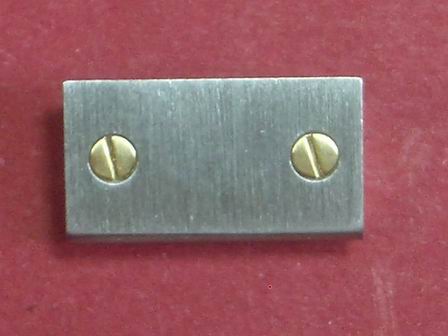 Cartier Santos Gehäuseanstoß-Glied, 18mm, Stahl mit 2 Goldschrauben, altes Model, eingeschoben 