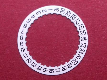 ETA Datumsscheibe, Kaliber 956.112, schwarze Schrift auf weißem Grund,  Datumsfenster bei der 3 
