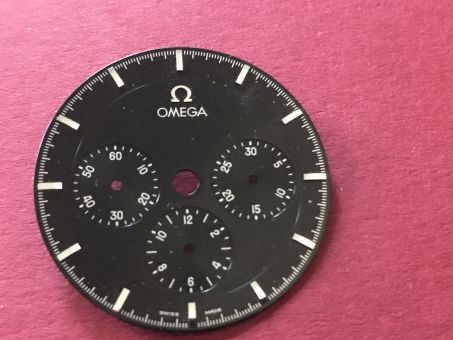Omega Chronographen Zifferblatt mit chromfarbenen Indikationen, Durchmesser: 29mm 