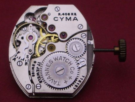 Uhrwerk Cyma Cal. 406 , Handaufzug, ohne Stundenrad 