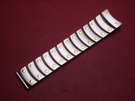 Cartier Bandteil, 13 Glieder inkl. Anschlussglieder für Gehäuse & Schließe, Stahl/Gold, 18mm - 15mm, gebraucht 