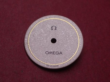Omega Zifferblatt, Ø 16,5mm, creme/glitzer mit goldfarbenen Inlays 