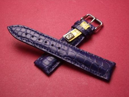 Louisiana Krokodil-Leder-Armband 21mm im Verlauf auf 18mm Farbe: Blau 