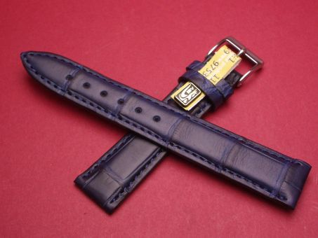Louisiana Krokodil-Leder-Armband , 18mm im Verlauf auf 16mm Farbe: Blau große Narbung 