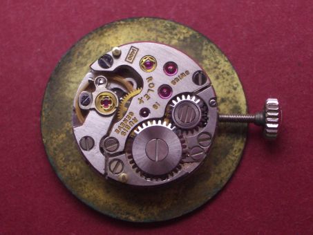 Rolex Uhrwerk Kaliber 1400 mit Zifferblatt, Zeigern und Krone, gebraucht 