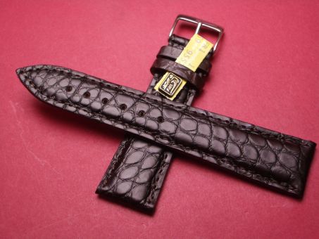 Louisiana Krokodil-Leder-Armband 22mm im Verlauf auf 18mm, Farbe: dunkel Braun 