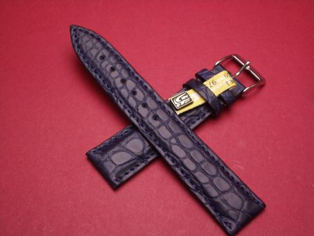 Louisiana Krokodil-Leder-Armband, 20mm im Verlauf auf 16mm Farbe: Blau 