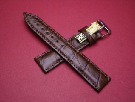 Louisiana Krokodil-Leder-Armband, 20mm im Verlauf auf 16mm Farbe: Braun 