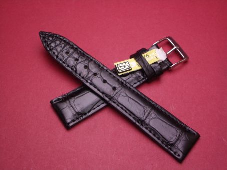 Louisiana Krokodil-Leder-Armband, 20mm im Verlauf auf 16mm Farbe: Schwarz 