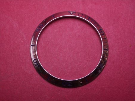 Cartier Lünette, Stahl, blaue Schrift, Außen-Ø 38,5mm, Innen-Ø 31,5mm, für Pasha, gebraucht 