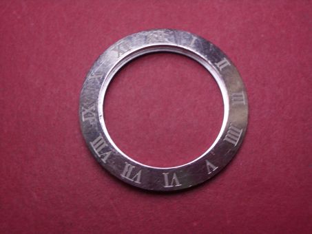 Cartier Lünette mit Dichtung, Stahl, Außen-Ø 33,5mm, Innen-Ø 24,2mm, gebraucht 