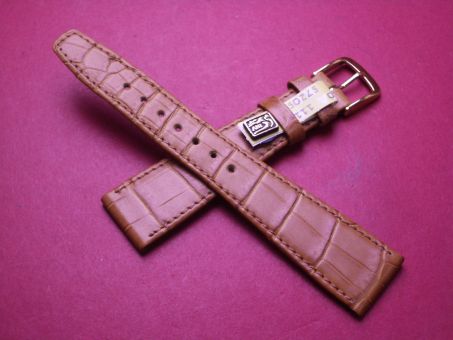 Louisiana Krokodil-Leder-Armband, 20mm im Verlauf auf 14mm an der Schließe, Farbe: cognac-braun 