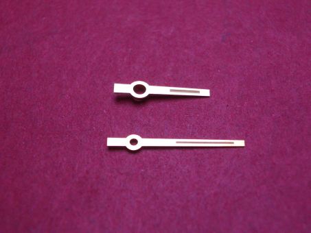 Zeigerspiel von Fiedler, passend für Rolex Kal. 1500, gelb, Stundenzeigermaße: Ø 130, Länge 6,4mm, Minutenzeigermaße: Ø 80, Länge 10,0mm 