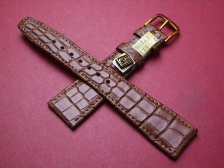 Louisiana Krokodil-Leder-Armband, 20mm im Verlauf auf 14mm an der Schließe, Farbe: braun 