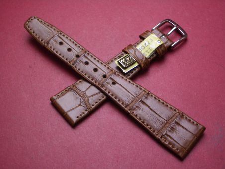 Louisiana Krokodil-Leder-Armband, 20mm im Verlauf auf 14mm an der Schließe, Farbe: braun 