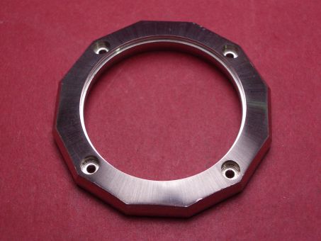 Uhren-Lünette mit Dichtung, Stahl, Außen-Ø 42,8mm, Innen-Ø 30,9mm, Höhe 5,1mm, gebraucht 