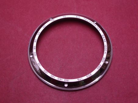 Uhren-Lünette mit Tachymeter, Stahl, Außen-Ø 44,9mm, Innen-Ø 35,5mm, Höhe 4,5mm, gebraucht 