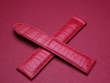 Cartier Uhren-Lederarmband, Krokodil 18mm im Verlauf auf 16mm Farbe: Rot 