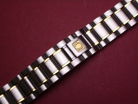Omega Armband Stahl /Gold  16mm an der Schließe, 19mm am Gehäuse, Länge im geschlossenen Zustand ca.189,00mm 