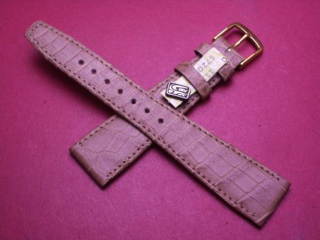 Louisiana Krokodil-Leder-Armband, 20mm im Verlauf auf 14mm an der Schließe, Farbe: beige 