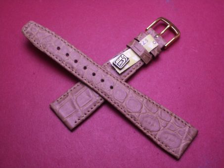 Louisiana Krokodil-Leder-Armband, 20mm im Verlauf auf 14mm an der Schließe, Farbe: beige 