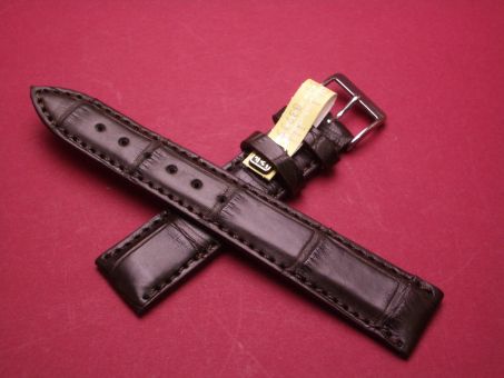 Louisiana Krokodil-Leder-Armband , 18mm im Verlauf auf 16mm Farbe: braun große Narbung 