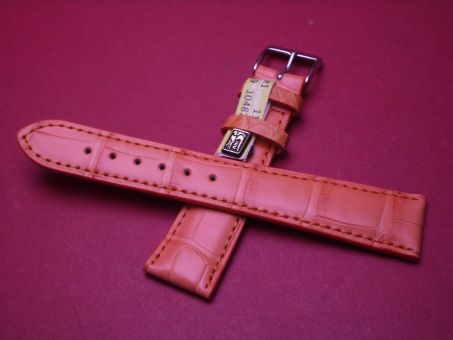 Louisiana Krokodil-Leder-Armband, 20mm im Verlauf auf 16mm an der Schließe, Farbe: orange matt 