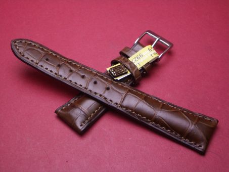 Louisiana Krokodil-Leder-Armband, 20mm im Verlauf auf 16mm an der Schließe, Farbe: braun 