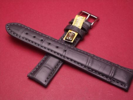 Louisiana Krokodil-Leder-Armband, 18mm im Verlauf auf 16mm an der Schließe, Farbe: grau 