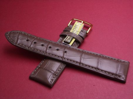 Louisiana Krokodil-Leder-Armband, 22mm im Verlauf auf 20mm an der Schließe, Farbe: pastell braun 
