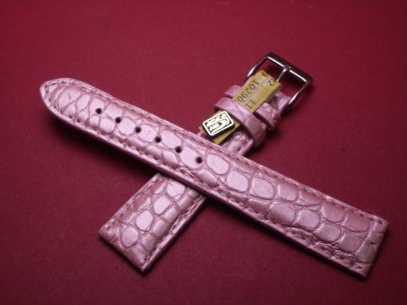 Louisiana Krokodil-Leder-Armband, 19mm im Verlauf auf 16mm, Farbe: Rosa metallic 