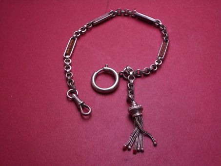 Taschenuhrkette mit Anhänger, Länge 22cm, gebraucht 