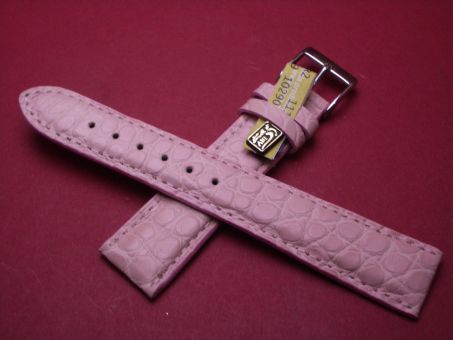Louisiana Krokodil-Leder-Armband, 19mm im Verlauf auf 16mm, Farbe: Rosa 