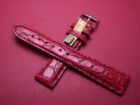 Louisiana Krokodil-Leder-Armband, 19mm im Verlauf auf 16mm, Farbe: Rot 