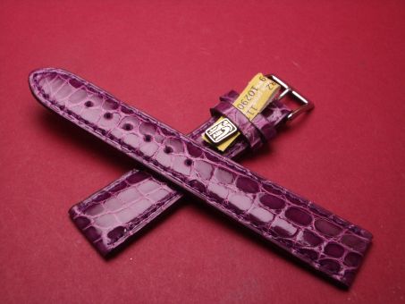 Louisiana Krokodil-Leder-Armband, 19mm im Verlauf auf 16mm, Farbe: Violett 