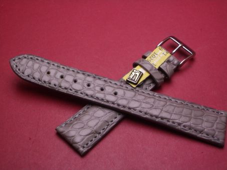 Louisiana Krokodil-Leder-Armband, 20mm im Verlauf auf 16mm an der Schließe, Farbe: grau 
