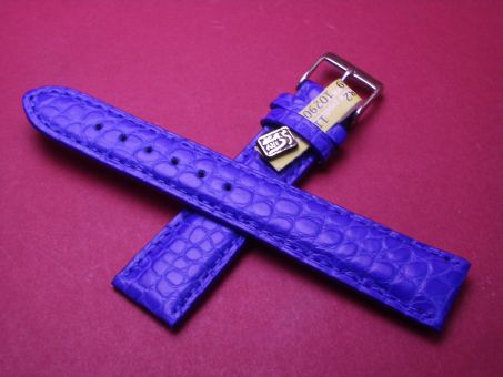 Louisiana Krokodil-Leder-Armband, 19mm im Verlauf auf 16mm, Farbe: Blau 