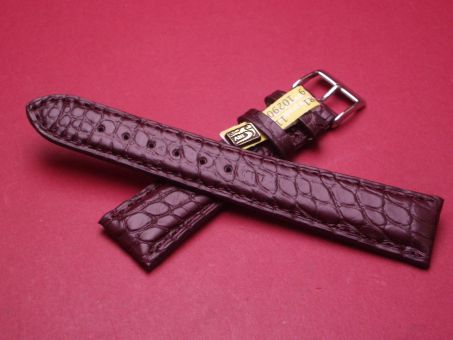 Louisiana Krokodil-Leder-Armband, 20mm im Verlauf auf 16mm an der Schließe, Farbe: werinrot 