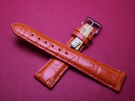 Louisiana Krokodil-Leder-Armband, 20mm im Verlauf auf 16mm Farbe: Orange (große Narbung) 