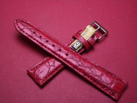 Louisiana Krokodil-Leder-Armband, 20mm im Verlauf auf 16mm Farbe: Rot 