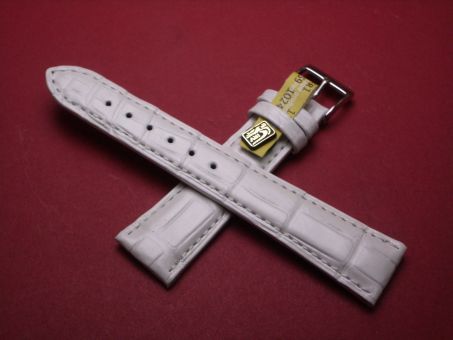 Louisiana Krokodil-Leder-Armband, 20mm im Verlauf auf 16mm Farbe: Weiß (große Narbung) 