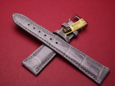 Louisiana Krokodil-Leder-Armband, 20mm im Verlauf auf 16mm Farbe: Grau glänzend 