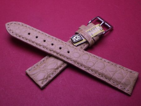Louisiana Krokodil-Leder-Armband, 20mm im Verlauf auf 16mm Farbe: Beige 
