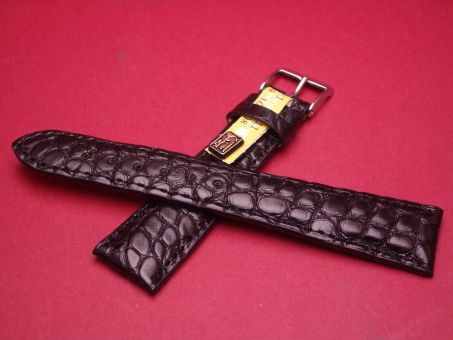 Louisiana Krokodil-Leder-Armband, 20mm im Verlauf auf 16mm an der Schließe, Farbe: schwarz 