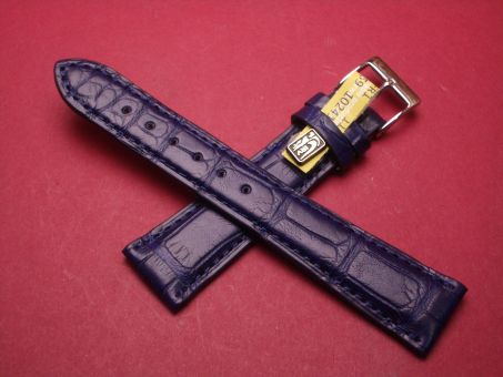 Louisiana Krokodil-Leder-Armband, 20mm im Verlauf auf 16mm Farbe: dunkelblau matt(große Narbung) 