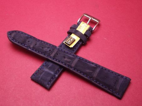 Louisiana Krokodil-Leder-Armband, 20mm im Verlauf auf 16mm Farbe: dunkel Blau matt (große Narbung) 