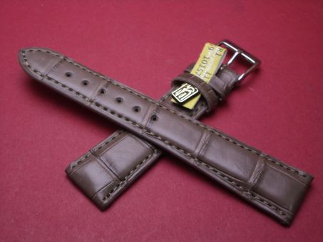 Louisiana Krokodil-Leder-Armband, 20mm im Verlauf auf 16mm Farbe: Grau-Braun (große Narbung) 