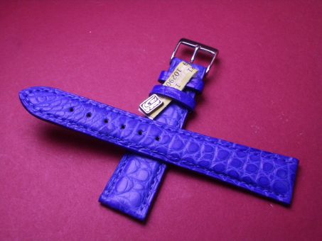 Louisiana Krokodil-Leder-Armband, 20mm im Verlauf auf 16mm Farbe: Blau 