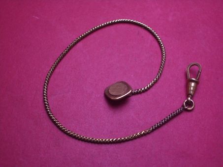 Taschenuhrkette, Zopfmuster, Länge 23,2cm, gebraucht 